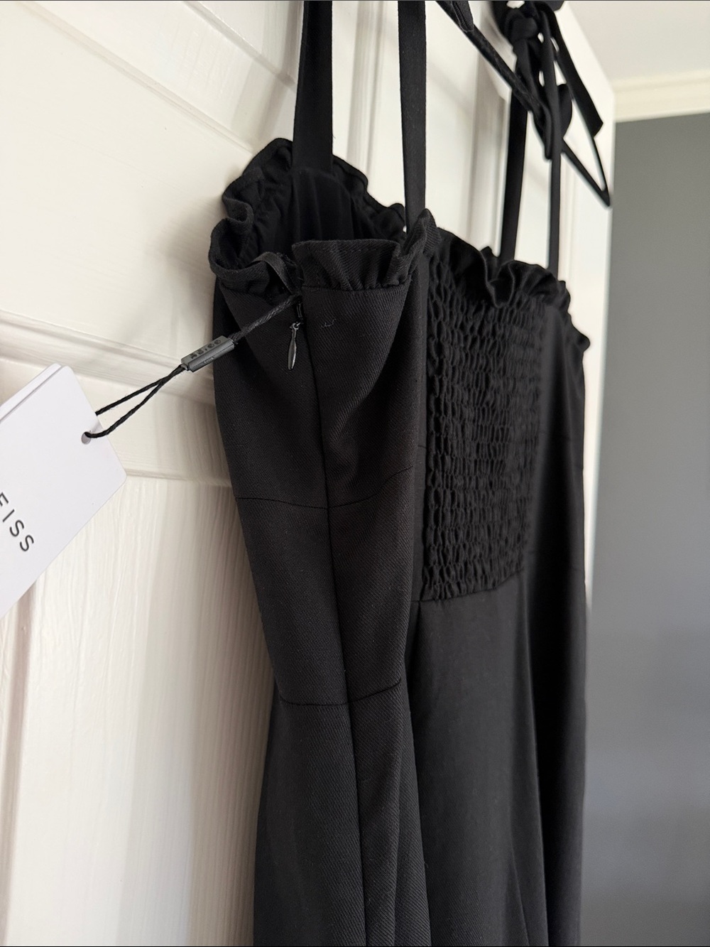 Reiss Black Tie-Shoulder Midi Dress - Picture 8 of 16